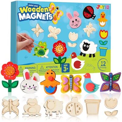 JOYIN 12-delige creatieve houten magneetschilderset voor kinderen, versier je eigen schildercadeau, verjaardagsfeestjes en familiehandwerk, paashandwerk en mandvulling JOYIN 12-delige creatieve houten magneetschilderset voor kinderen, versier je eigen schildercadeau, verjaardagsfeestjes en familiehandwerk, paashandwerk en mandvulling
