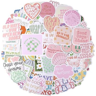 AOMZKOL Preppy Aesthetic 100 stuks waterdichte vinylstickers met motiverende citaten voor waterfles, laptop, mobiele telefoon en dagboek, inspirerende decoratie voor meisjes AOMZKOL Preppy Aesthetic 100 stuks waterdichte vinylstickers met motiverende citaten voor waterfles, laptop, mobiele telefoon en dagboek, inspirerende decoratie voor meisjes