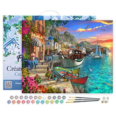 ART Schilderen op nummer voor volwassenen met frame bloemrijke haven Handmatige activiteit creatieve vrijetijdsset DIY compleet kunstnummer 40 x 50 cm canvas gespannen op frame ART Schilderen op nummer voor volwassenen met frame bloemrijke haven Handmatige activiteit creatieve vrijetijdsset DIY compleet kunstnummer 40 x 50 cm canvas gespannen op frame