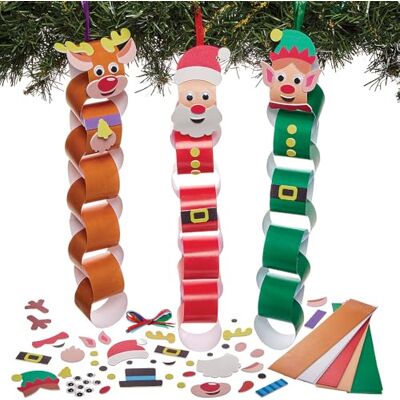 Baker Ross FN344 Kerstfiguren papieren kettingen, 4 stuks, kersthandwerk voor kinderen, kerstdecoraties Baker Ross FN344 Kerstfiguren papieren kettingen, 4 stuks, kersthandwerk voor kinderen, kerstdecoraties