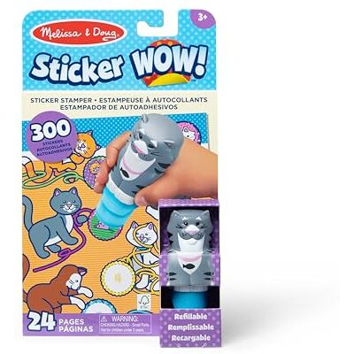 Melissa & Doug Sticker Wow! Bloc d'activités de 24 pages et tampon d'autocollants, 300 autocollants, personnage de collection jouet Fidget pour travaux artistiques chat Melissa & Doug Sticker Wow! Bloc d'activités de 24 pages et tampon d'autocollants, 300 autocollants, personnage de collection jouet Fidget pour travaux artistiques chat