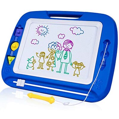 SGILE Groot magisch bord, 42 x 33 cm, magnetisch uitwisbaar tekenbord voor kinderen, educatief speelgoed voor kleuters, blauw SGILE Groot magisch bord, 42 x 33 cm, magnetisch uitwisbaar tekenbord voor kinderen, educatief speelgoed voor kleuters, blauw