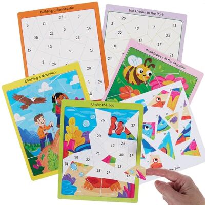 Baker Ross VC127 Zomerscènes mozaïek, zelfklevend, 5 stuks, genummerde mozaïekafbeeldingen Baker Ross VC127 Zomerscènes mozaïek, zelfklevend, 5 stuks, genummerde mozaïekafbeeldingen