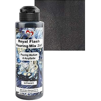 Ideen mit Herz Royal Flash Pouring Mix 2-in-1 acrylverf Pouring Medium & Metallic met glittereffect, 180 ml, mengen met vloeistof, medium of siliconenolie (zwart) Ideen mit Herz Royal Flash Pouring Mix 2-in-1 acrylverf Pouring Medium & Metallic met glittereffect, 180 ml, mengen met vloeistof, medium of siliconenolie (zwart)