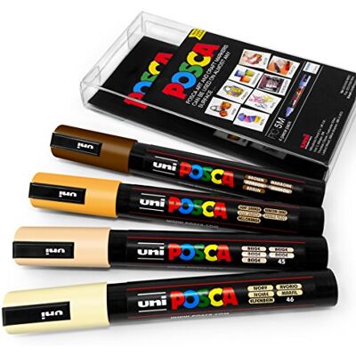 posca Uni Marker, PC-5M, voor kunst en schilderen, set van 4 in plastic zak, huidskleuren posca Uni Marker, PC-5M, voor kunst en schilderen, set van 4 in plastic zak, huidskleuren