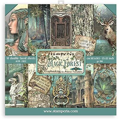 Stamperia Scrapbooking blok 10 vellen 30,5 x 30,5 cm magisch bos Stamperia Scrapbooking blok 10 vellen 30,5 x 30,5 cm magisch bos