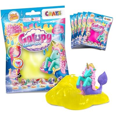 CRAZE Magic Slime GALUPY MERMAID 6 stuks slijm voor kinderen met eenhoornspeelgoed, 6 hersluitbare zakjes van 75 ml, kleurrijke slijmset met verrassing binnenin, eenhoornspeelgoed voor meisjes CRAZE Magic Slime GALUPY MERMAID 6 stuks slijm voor kinderen met eenhoornspeelgoed, 6 hersluitbare zakjes van 75 ml, kleurrijke slijmset met verrassing binnenin, eenhoornspeelgoed voor meisjes