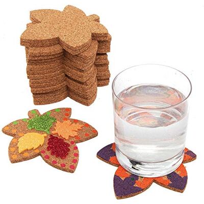Baker Ross AX280 30 stuks onderzetters van kurk, bladvorm, creatieve kunstenaars- en knutselbenodigdheden voor kinderen om te knutselen en te decoreren tijdens de periode Baker Ross AX280 30 stuks onderzetters van kurk, bladvorm, creatieve kunstenaars- en knutselbenodigdheden voor kinderen om te knutselen en te decoreren tijdens de periode