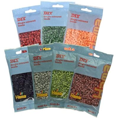 Hama 9410 kralen, zak met ca. 7.000 midi-kralen, diameter 5 mm, 7 trendy kleuren, creatief plezier voor groot en klein Hama 9410 kralen, zak met ca. 7.000 midi-kralen, diameter 5 mm, 7 trendy kleuren, creatief plezier voor groot en klein