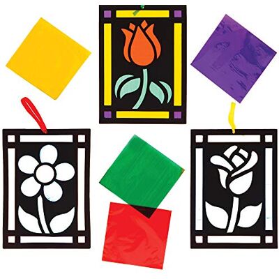 Baker Ross Bloem Glas in lood Effect Decoraties Set van 6 Handmatige Activiteiten voor Kinderen (AT389) Baker Ross Bloem Glas in lood Effect Decoraties Set van 6 Handmatige Activiteiten voor Kinderen (AT389)