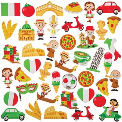 Baker Ross FN044 Italy Foam Stickers 150 stuks Italiaanse stickers om te knutselen en kaarten voor kinderen Baker Ross FN044 Italy Foam Stickers 150 stuks Italiaanse stickers om te knutselen en kaarten voor kinderen