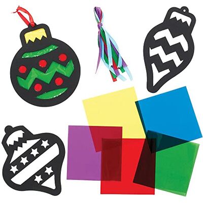 Baker Ross FX377 8 stuks kerstboom ornamenten met raameffect voor knutselen en decoreren van kinderen Baker Ross FX377 8 stuks kerstboom ornamenten met raameffect voor knutselen en decoreren van kinderen