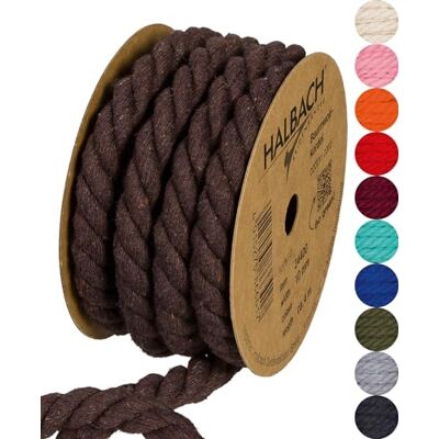 Halbach Seidenbänder Netuno Katoenen garen van gerecycled katoen, breedte: 10 mm / lengte 4 m, duurzaam katoenen garen voor macramé en knutselen, kleur: donkerbruin Halbach Seidenbänder Netuno Katoenen garen van gerecycled katoen, breedte: 10 mm / lengte 4 m, duurzaam katoenen garen voor macramé en knutselen, kleur: donkerbruin