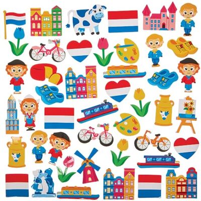 Baker Ross FN009 Nederland schuimstickers 150 stuks Nederlandse stickers om te knutselen en kaarten voor kinderen Baker Ross FN009 Nederland schuimstickers 150 stuks Nederlandse stickers om te knutselen en kaarten voor kinderen