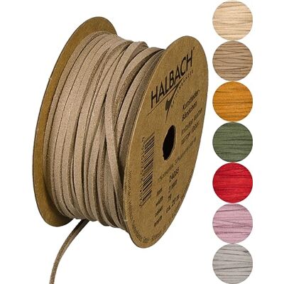 Halbach Seidenbänder Veganistische leren armband, breedte 3 mm, lengte 20 m, kunstleren koord voor het maken van armbanden, 100% veganistisch kunstleren band om te knutselen en Halbach Seidenbänder Veganistische leren armband, breedte 3 mm, lengte 20 m, kunstleren koord voor het maken van armbanden, 100% veganistisch kunstleren band om te knutselen en