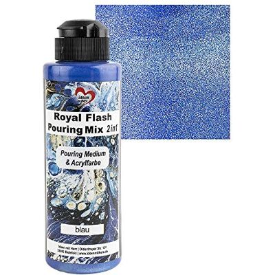 Ideen mit Herz Royal Flash Pouring Mix 2-in-1 acrylverf Pouring Medium & Metallic met glittereffect, 180 ml, mengen met vloeistof, medium of siliconenolie (blauw) Ideen mit Herz Royal Flash Pouring Mix 2-in-1 acrylverf Pouring Medium & Metallic met glittereffect, 180 ml, mengen met vloeistof, medium of siliconenolie (blauw)