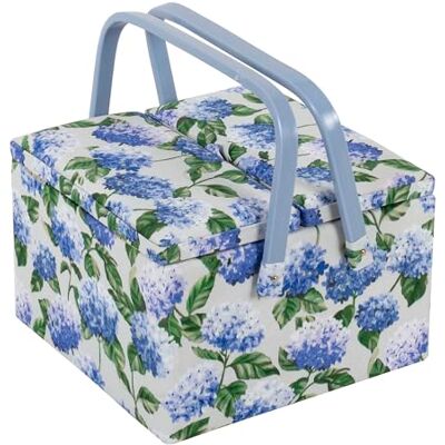 Hobby Gift Exclusieve grote naaidoos met twee deksels, opbergdoos om te knutselen, dienblad voor accessoires, pinnenbol, pvc-handgrepen, 25 x 25 x 17 cm, hortensia Hobby Gift Exclusieve grote naaidoos met twee deksels, opbergdoos om te knutselen, dienblad voor accessoires, pinnenbol, pvc-handgrepen, 25 x 25 x 17 cm, hortensia