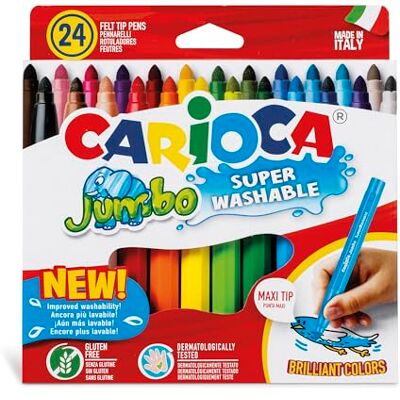 CARIOCA Jumbo doos met 24 wasbare viltstiften CARIOCA Jumbo doos met 24 wasbare viltstiften