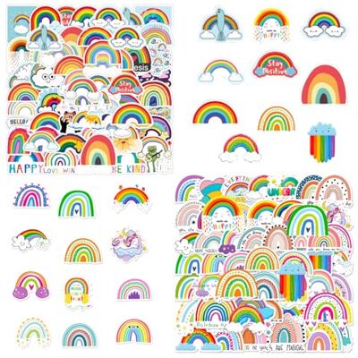 RELKLYU 100 regenboogstickers, waterdichte stickers, graffitistickers met cartoons, die waterkopjes, mobiele telefoonhoesjes en notitieboeken kunnen versieren. RELKLYU 100 regenboogstickers, waterdichte stickers, graffitistickers met cartoons, die waterkopjes, mobiele telefoonhoesjes en notitieboeken kunnen versieren.