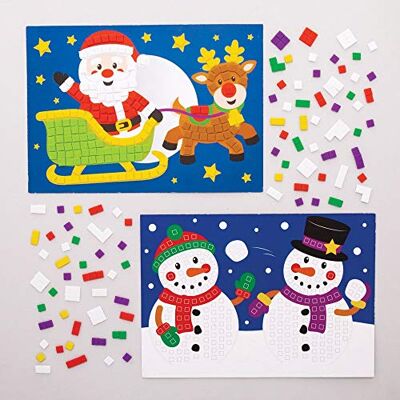 Baker Ross AT321 kerstfoto's mozaïekset (4 stuks) – kersttijd voor kinderen, AT321 Baker Ross AT321 kerstfoto's mozaïekset (4 stuks) – kersttijd voor kinderen, AT321