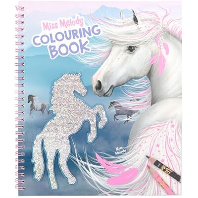 Depesche 12765 Miss Melody kleurboek met 20 pagina's voor het ontwerpen van paardenmotieven, stickervellen en glitterdecoratie Depesche 12765 Miss Melody kleurboek met 20 pagina's voor het ontwerpen van paardenmotieven, stickervellen en glitterdecoratie