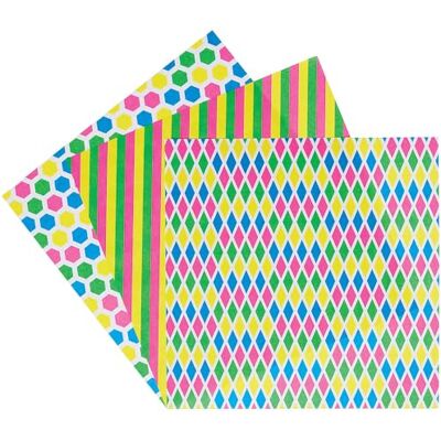Baker Ross VC196 Papier imprimé fluo 90 g/m² Lot de 30, papier de bricolage à motifs fluo Baker Ross VC196 Papier imprimé fluo 90 g/m² Lot de 30, papier de bricolage à motifs fluo