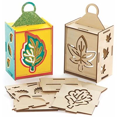 Baker Ross FE641 Lantaarnset voor kinderen, van hout, herfstmotief, 3 stuks, lantaarn voor kinderen, set van hout, creatieve vrije tijd voor kinderen Baker Ross FE641 Lantaarnset voor kinderen, van hout, herfstmotief, 3 stuks, lantaarn voor kinderen, set van hout, creatieve vrije tijd voor kinderen