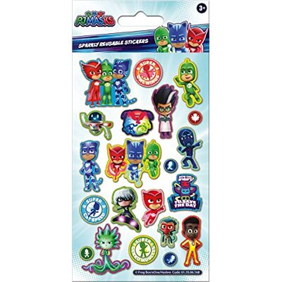 Paper Projects 01.70.06.168 PJ Masks Heroes glitterstickers, officieel gelicentieerd product, herbruikbaar op niet-poreuze oppervlakken, wit, 19,5 cm x 9,5 cm Paper Projects 01.70.06.168 PJ Masks Heroes glitterstickers, officieel gelicentieerd product, herbruikbaar op niet-poreuze oppervlakken, wit, 19,5 cm x 9,5 cm