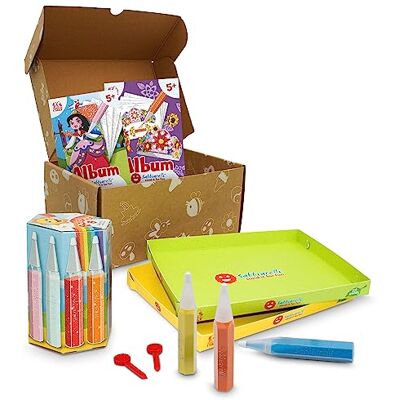 Sabbiarelli – Prinsessenbox in 5+ kleuren Sand Art: prinsessen Bevat zelfklevende tekeningen, gekleurd zand en accessoires, 100% Made in Italy, knutselwerk, meisjes 5-12 jaar Sabbiarelli – Prinsessenbox in 5+ kleuren Sand Art: prinsessen Bevat zelfklevende tekeningen, gekleurd zand en accessoires, 100% Made in Italy, knutselwerk, meisjes 5-12 jaar