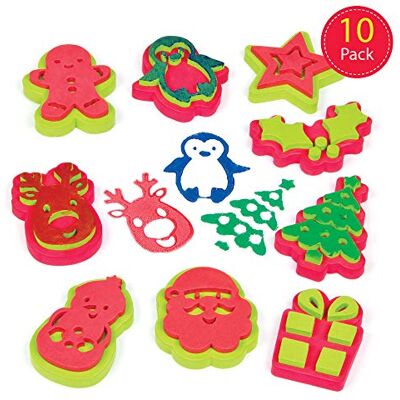 Baker Ross AF808 Kerststempels voor kinderen, gemakkelijk vast te houden, 10 stuks Baker Ross AF808 Kerststempels voor kinderen, gemakkelijk vast te houden, 10 stuks