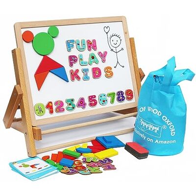 Toys of Wood Oxford TOWO Magnetische ezel voor kinderen, opvouwbaar, van hout, kinderbord met magnetisch alfabet en magnetische cijfers en magnetische vormen. schildersezel met tekenpapierrol Toys of Wood Oxford TOWO Magnetische ezel voor kinderen, opvouwbaar, van hout, kinderbord met magnetisch alfabet en magnetische cijfers en magnetische vormen. schildersezel met tekenpapierrol