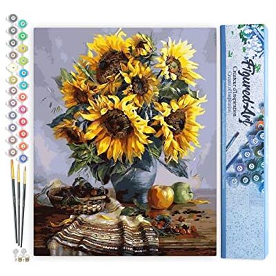 ART Schilderen op nummer voor volwassenen, boeket zonnebloemen, handmatige activiteit, creatieve vrijetijdsset, doe-het-zelf, compleet kunstnummer, 40 x 50 cm, zonder houten frame ART Schilderen op nummer voor volwassenen, boeket zonnebloemen, handmatige activiteit, creatieve vrijetijdsset, doe-het-zelf, compleet kunstnummer, 40 x 50 cm, zonder houten frame