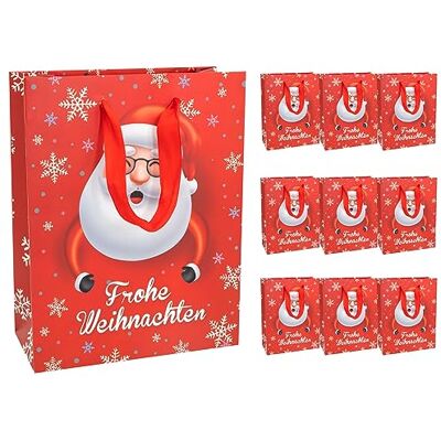 Idena 30368-10 Kerstman cadeauzakjes van papier, 18 x 23 x 8 cm, 10 stuks Idena 30368-10 Kerstman cadeauzakjes van papier, 18 x 23 x 8 cm, 10 stuks