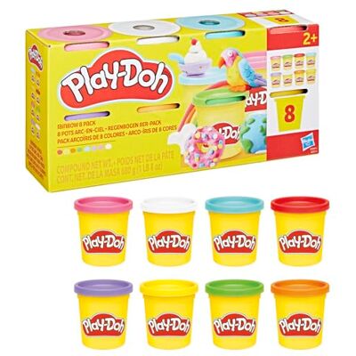 Play-Doh 8 regenboogkleuren, 85 g klei potten Play-Doh 8 regenboogkleuren, 85 g klei potten