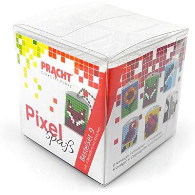 Pracht Creatives Hobby Pixel P90016-63501 leuke knutselset 9, voor het vormgeven van 6 sleutelhangers (medaillons) voor kinderen, eenvoudig insteeksysteem, zonder strijken en lijmen, steentjes van biokunststof Pracht Creatives Hobby Pixel P90016-63501 leuke knutselset 9, voor het vormgeven van 6 sleutelhangers (medaillons) voor kinderen, eenvoudig insteeksysteem, zonder strijken en lijmen, steentjes van biokunststof