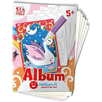 Sabbiarelli album De magische wereld zelfklevende vellen voor zand kunst 5 zelfklevende tekeningen A5, 100% Made in Italy, kinderen van 5-12 jaar, gekleurd zand niet inbegrepen Sabbiarelli album De magische wereld zelfklevende vellen voor zand kunst 5 zelfklevende tekeningen A5, 100% Made in Italy, kinderen van 5-12 jaar, gekleurd zand niet inbegrepen