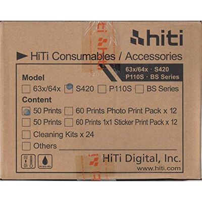 HITI S420 papier + lint 10 x 15 doos met 12 verpakkingen A50 (tot. 600 bedrukt) HITI S420 papier + lint 10 x 15 doos met 12 verpakkingen A50 (tot. 600 bedrukt)