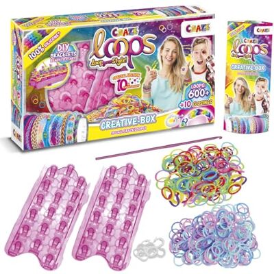 CRAZE LOOPS Gummis Creatieve box Loom bandjes armbanden zelf maken kinderen knutselset kinderen DIY kindersieraden elastiek banden om te knutselen 20784 CRAZE LOOPS Gummis Creatieve box Loom bandjes armbanden zelf maken kinderen knutselset kinderen DIY kindersieraden elastiek banden om te knutselen 20784