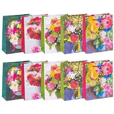 Idena 10 x geschenkzakjes, bloemen, verschillende kleuren, 10 stuks Idena 10 x geschenkzakjes, bloemen, verschillende kleuren, 10 stuks