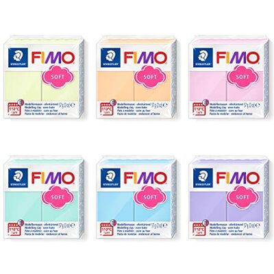 Staedtler Fimo effect 8020-PX boetseerklei, pastel, verschillende kleuren, hardt in de oven, zacht en soepel, klaar voor modelleren, herbruikbaar, blokgrootte 57 g, 6 verschillende kleuren Staedtler Fimo effect 8020-PX boetseerklei, pastel, verschillende kleuren, hardt in de oven, zacht en soepel, klaar voor modelleren, herbruikbaar, blokgrootte 57 g, 6 verschillende kleuren