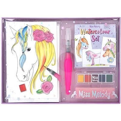 Depesche Miss Melody 12107 Aquarelschilderset met 20 vellen motieven op aquarelpapier, creatieve schilderset met 5 aquarelkleuren, penseelstift en spons, medium Depesche Miss Melody 12107 Aquarelschilderset met 20 vellen motieven op aquarelpapier, creatieve schilderset met 5 aquarelkleuren, penseelstift en spons, medium