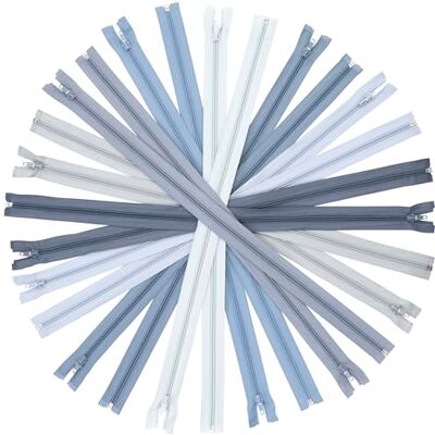AERZETIX Set van 14 spiraalritsen nr. 5 55 cm deelbaar met schuiver grijs van nylon polyester metaal naaien creaties DIY textiel AERZETIX Set van 14 spiraalritsen nr. 5 55 cm deelbaar met schuiver grijs van nylon polyester metaal naaien creaties DIY textiel