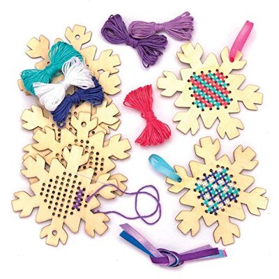 Baker Ross Sneeuwvlokken kruissteek-decoratieset (5 stuks) – kerstknutselen voor kinderen Baker Ross Sneeuwvlokken kruissteek-decoratieset (5 stuks) – kerstknutselen voor kinderen
