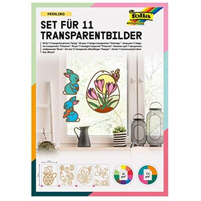 Folia 23821 11 transparante afbeeldingen in lentedesign, voor het knutselen van raamfoto's en hangers voor bomen en struiken Folia 23821 11 transparante afbeeldingen in lentedesign, voor het knutselen van raamfoto's en hangers voor bomen en struiken