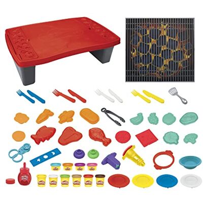 Play-Doh Kitchen Creations, Super Grill-speelgoed voor kinderen, met 40 stuks, niet-giftige mortel en 10 kleuren, Play-Doh Kitchen Creations, Super Grill-speelgoed voor kinderen, met 40 stuks, niet-giftige mortel en 10 kleuren,