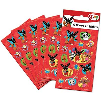 Paper Projects 01.70.15.043 Bing Party Bag Stickers (6 Vellen), Rood, 12,5 cm x 7,5 cm Paper Projects 01.70.15.043 Bing Party Bag Stickers (6 Vellen), Rood, 12,5 cm x 7,5 cm