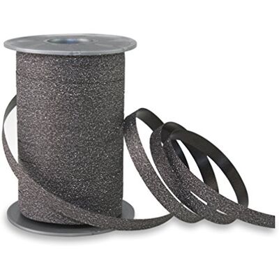 PRÄSENT Krulband, poly glitter, zwart, 100 m lang, 10 mm breed, decoratielint voor knutselen en geschenkverpakkingen, voor feestelijke gelegenheden PRÄSENT Krulband, poly glitter, zwart, 100 m lang, 10 mm breed, decoratielint voor knutselen en geschenkverpakkingen, voor feestelijke gelegenheden