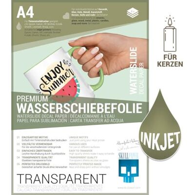 SKULLPAPER Ultradun waterstickerpapier voor inkjetprinters, transparant, voor keramiek, glas, kaars, metaal, kunststof, modelbouw (A4 8 vellen) SKULLPAPER Ultradun waterstickerpapier voor inkjetprinters, transparant, voor keramiek, glas, kaars, metaal, kunststof, modelbouw (A4 8 vellen)