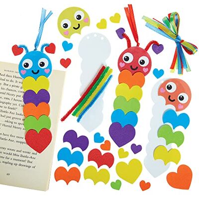 Baker Ross FX455 chenille regenboog liefdeshart bladwijzer kits 8 stuks schuimstickers voor kinderen Baker Ross FX455 chenille regenboog liefdeshart bladwijzer kits 8 stuks schuimstickers voor kinderen