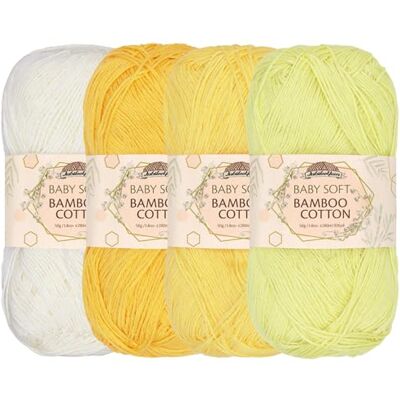 BambooMN JubileeYarn 4 strengen van zacht bamboe katoenen garen voor baby's, 50 g BambooMN JubileeYarn 4 strengen van zacht bamboe katoenen garen voor baby's, 50 g